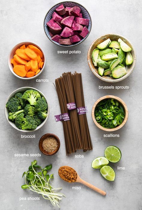 Soba Miso Soup recipe features roasted vegetables and buckwheat noodles in a warm miso broth for a hearty and nutrient dense meal perfect for a  healthy vegan lunch and dinner! Gluten-free recipe. #vegan #plantbased #healthyrecipes #veganrecipes Miso Soup Vegan, Soba Soup, Miso Soup Recipe, Miso Broth, Food Japanese, Buckwheat Noodles, Gluten Free Recipe, Vegan Gluten Free Recipes, Miso Soup