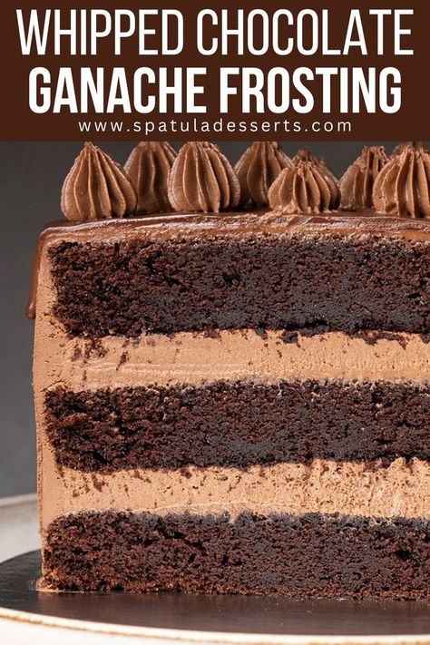 Whipped Chocolate Ganache frosting Chocolate Whipped Cream Frosting, Whipped Chocolate Frosting, Chocolate Ganache Icing, Whipped Chocolate Ganache, Whipped Ganache, Chocolate Ganache Recipe, Chocolate Ganache Cake, Chocolate Ganache Frosting, Chocolate Frosting Recipes