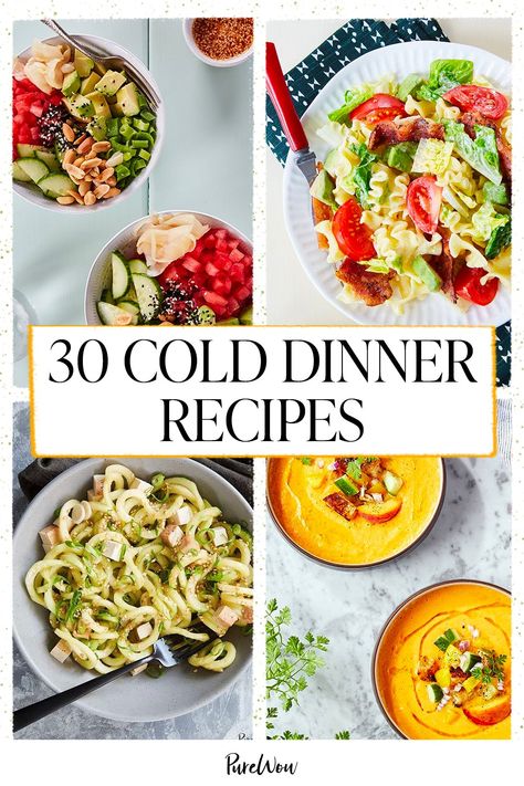 30 Cold Dinner Recipes Made for Hot Nights Cold Dinner Recipes, Cold Dinner Ideas, Watermelon Poke, Cucumber Noodles, Yogurt Chicken Salad, Rice Casserole Recipes, Poke Bowls, Savory Salads, Lunch Salads