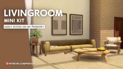 The LIVING-ROOM mini kit | Pierisim on Patreon Sims 4 Sectional Couch Cc Maxis Match, Couch Cc Sims 4, Cc Furniture, Casas The Sims 4, Sims4 Clothes, Sims 4 Cc Packs, Sims 4 Cc Furniture, Small Coffee Table, Sims 4 Build