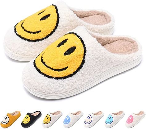 Happy Face Slippers, Winter Pillows, Indoor Outdoor Slippers, Slides Slippers, Cute Slippers, Outdoor Slippers, Slippers For Women, Fuzzy Slippers, Fur Slippers