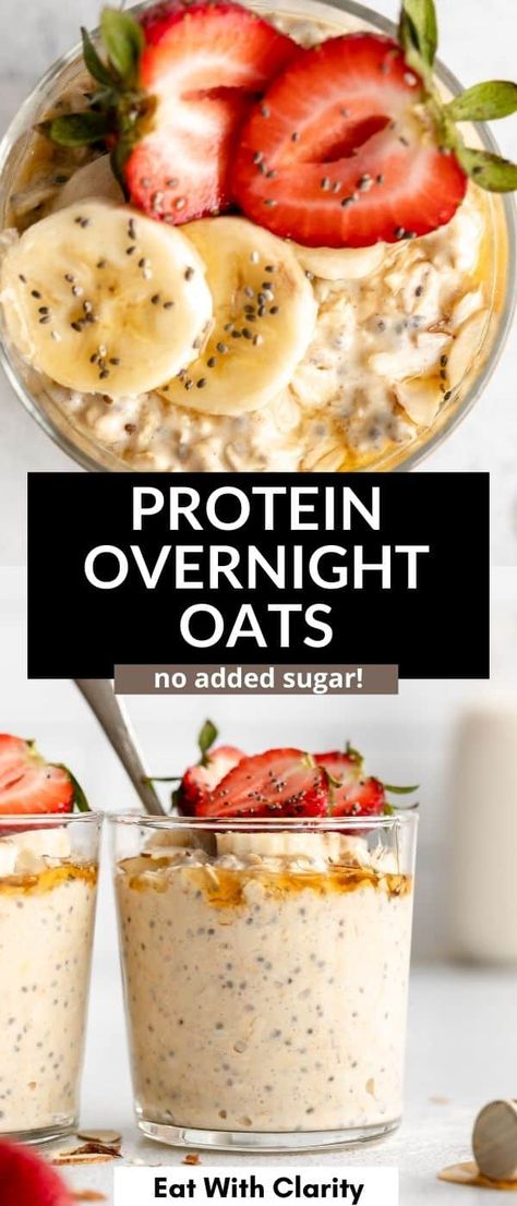 Berry Protein Powder Recipes, Protein Overnight Oats With Chia Seeds, Overnight Oat Toppings, Overnight Oats With Chia Seeds And Protein Powder, Oats Chia Seeds Overnight, Overnight Oats With Chia And Flax Seeds, Overnight Oats With Flax Seed, Over Night Oats With Greek Yogurt, High Protein Overnight Oats Low Carb