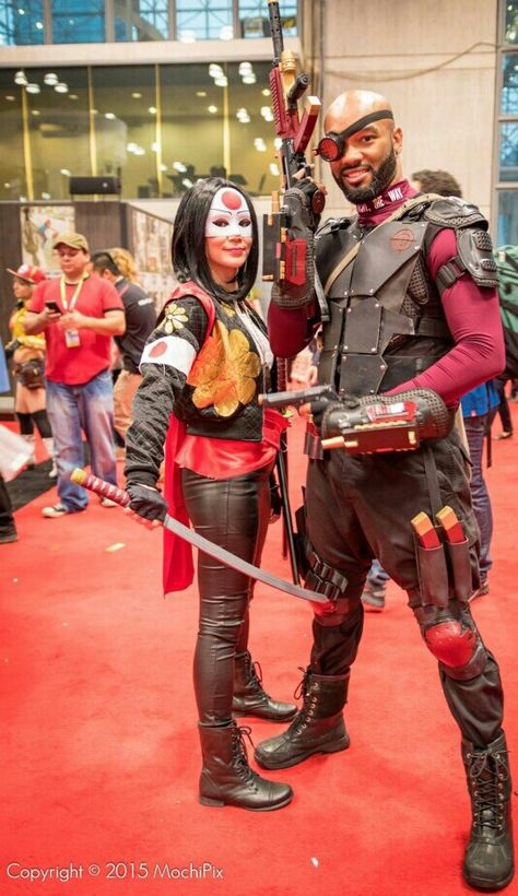 Deadshot and Katana cosplay                              … Deadshot Cosplay, Deadshot Costume, Dc Suicidesquad, Black Cosplayers, Best Cosplay Ever, Costume Carnaval, Dc Comics Cosplay, Black Cosplay, Cosplay Pictures