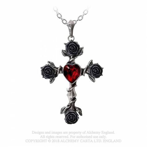 Alchemy Gothic Jewelry, Jewel Art, Alchemy Gothic, Pewter Jewelry, Swarovski Crystal Hearts, Alternative Jewelry, Black Roses, Pewter Pendant, Beautiful Night