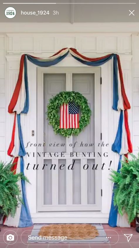 Summer Supplies, Patriotic Porch, Vintage Bunting, Fourth Of July Food, Celebrate Good Times, Fourth Of July Decor, July Decor, 4th Of July Celebration, Patriotic Party