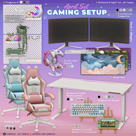 April 2024 Set (2) - Gaming Setup | Patreon Sims 4 Cc Gaming Setup Maxis Match, Sims Pc Setup, Sims4 Cc Fitness, Sims Cc Gaming Setup, Sims 4 Cc Streamer Mod, Sims 4 Monitor Cc, Streamer Sims 4 Cc, Sims 4 Thrift Store Cc, Gamer Room Sims 4