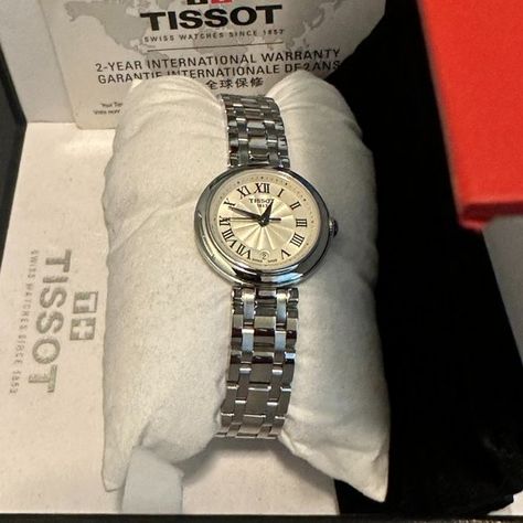 Tissot Bellissima Watch Tissot Lovely Watch, Singer Lifestyle, Jamming Aesthetic, Tissot Watches Women, Jam Aesthetic, Elegant Watches Women, Lady Watch, Silver Watches Women, Trendy Watches