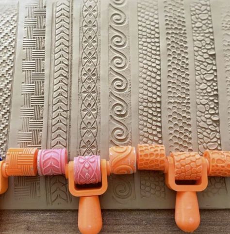 https://www.etsy.com/listing/1215407341/texture-roller-10-in-1-set-1?click_key=a6e93598fa7327a9762d644d232ea064558c8956%3A1215407341&click_sum=9f82f5fb&ref=shop_home_active_1&frs=1 Diy Texture Roller, Texture Rollers For Clay, Textured Rollers, Patterned Paint Rollers, Texture Tools, Roller Design, Tree Textures, Ceramic Tools, Clay Stamps