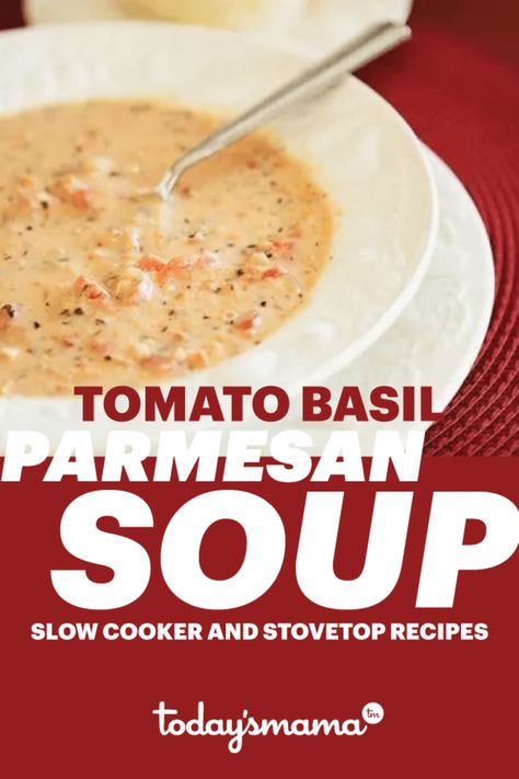 Tomato Basil Parmesan Soup, Tomato Basil Soup Recipe, Parmesan Soup, Lent Recipes, Baked Avocado, Basil Soup, Stove Top Recipes, Tomato Basil Soup, Low Carb Soup