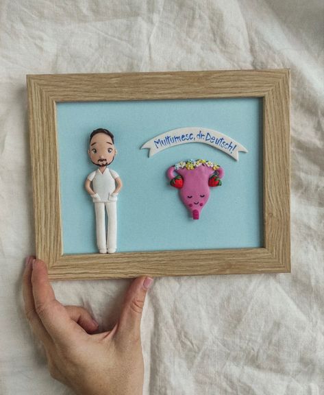 Presents For Doctors, Nurse Portrait, Medical Student Graduation, Clay Frame, Clay Gifts, Graduation Present, Polymer Clay Gifts, Medical Nurse, Handmade Frame