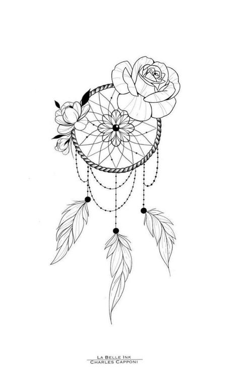 Dream Catcher Tattoo Design For Women, Simple Dream Catcher Tattoo, Atrapasueños Tattoo, Dreamcatcher Drawing, Rose And Butterfly Tattoo, Band Tattoos For Men, Girl Shoulder Tattoos, Dream Catcher Tattoo Design, Tulip Tattoo