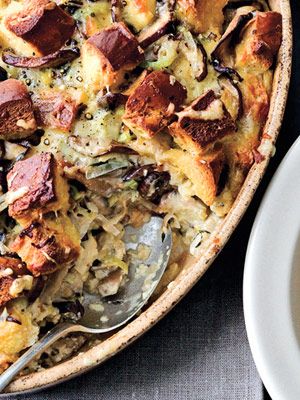 Mushroom & Leek Bread Pudding - The Peppermill Mushroom Leek Bread Pudding, Leek Bread Pudding, Leek Bread, Savory Bread Pudding Recipe, Mushroom Bread Pudding, Mushroom Bread, Leek Mushroom, Savory Bread Pudding, Mushroom Leek