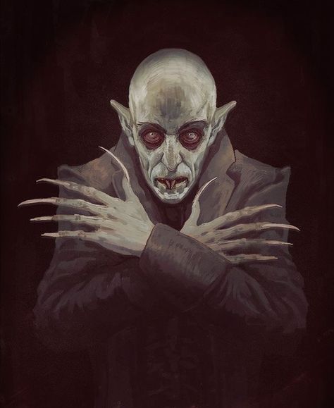 Nosferatu. Horror Vampire, Vampire Illustration, Vampire Movies, Horror Artwork, Vampires And Werewolves, Horror Monsters, Vampire Art, Retro Horror, Paintings Abstract