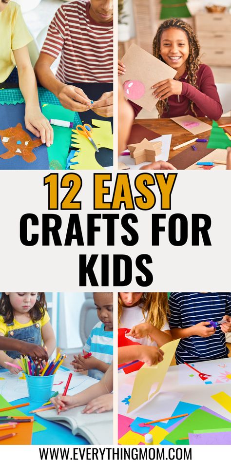 Looking for simple and fun activities for your kids? These 12 easy crafts for kids are perfect for sparking creativity at home! From paper art to painting projects, these DIY crafts for children will keep them engaged and entertained. Great for all ages and skill levels, these ideas are perfect for rainy days or weekend fun. Click to explore these creative kids’ craft ideas now! Kid Arts And Crafts, Kid Crafts Easy, Easy Diy Crafts For Kids, Crafts For Kids Easy Diy, Diy Kid Crafts, Fun Diy Ideas, Creative Art Activities, Kids Craft Ideas, Crafts For Children