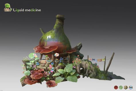 Liquid medicine, lok du on ArtStation at https://www.artstation.com/artwork/w63Dnw Alien House, Princess Frog, Fantasy Houses, Props Art, Fantasy Background, Building Concept, Environment Art, Setting Ideas, Fantasy Forest