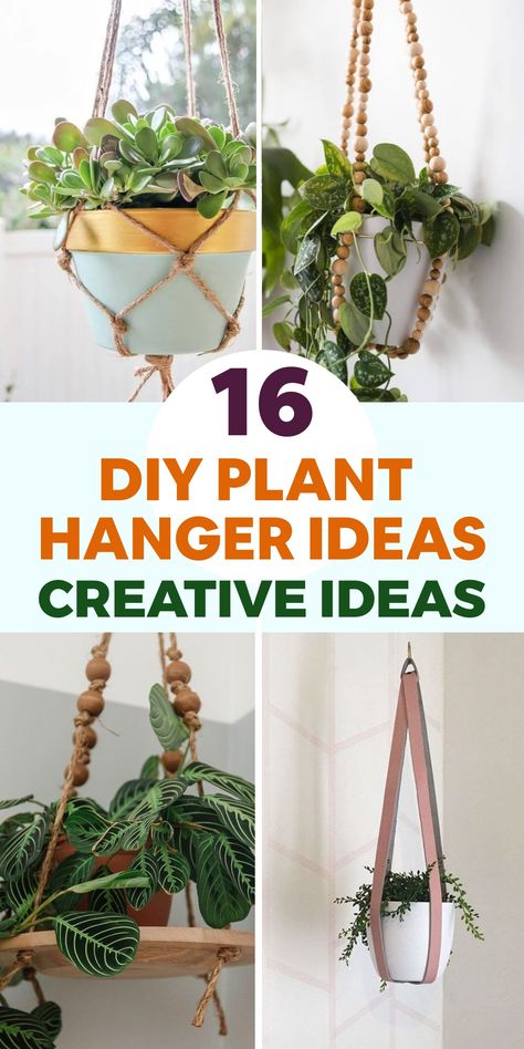 Explore your creative side with these handmade plant hanger concepts, perfect for infusing a touch of boho-chic style into your living space. From rope to yarn to upcycled pieces, there are various materials you can use to craft distinctive and bespoke plant hangers. Elevate the ambiance of any room by incorporating greenery in an unconventional way and showcase your plants stylishly through these imaginative yet affordable DIY projects. Diy Plant Hanger Easy, Plant Hanger Ideas, Mini Rock Garden, Outdoor Plant Hanger, Space Play, Plant Ladder, Fall Landscaping, Upcycled Items, Rope Plant Hanger