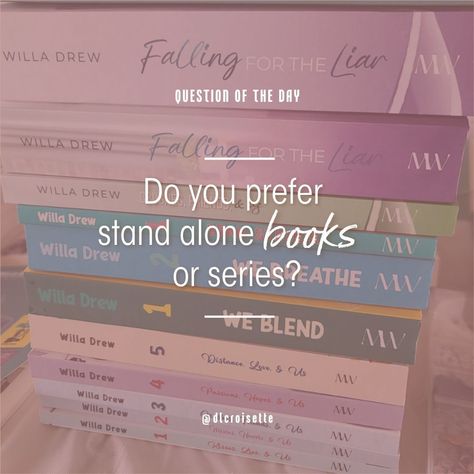 Do you prefer stand alone books or series? The answer for me is... it depends. Lately I've been reading a lot of romance books and I like stand alones, getting to know the couple and the begining of their lovestory. But in my fantasy and sci-fi novels I enjoy a series because it takes me a while to get into the world, understand it and create my theories for what will happen. But not too long please. #standalone #bookseries #bookstagram #romancebooks #fantasynovels Stand Alone Books, Romance Standalone Books, Standalone Romantasy Books, Sci Fi Novels, Standing Alone, Question Of The Day, Fantasy Novels, Getting To Know, Romance Books