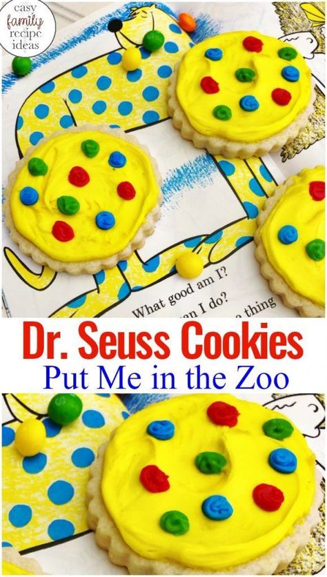 Dr. Seuss Cookies Put Me in the Zoo, You can find the best Dr. Seuss Fun Food & Craft Ideas for Kids here. These Dr. Seuss recipes are so much fun for kids, easy homemade cookies. Dr. Seuss cookies make a cute party idea, perfect for Read Across America or make these for a Preschool Dr. Seuss Snack. Oh Say Can You Say Activities Dr. Seuss, Dr Sues Snacks, Dr Seuss Snacks For School Classroom, Dr Suess Treats, Dr Seuss Treats For School, Read Across America Ideas For School, Dr Seuss Food Ideas, Dr Seuss Crafts For Kids, Dr Seuss Treats