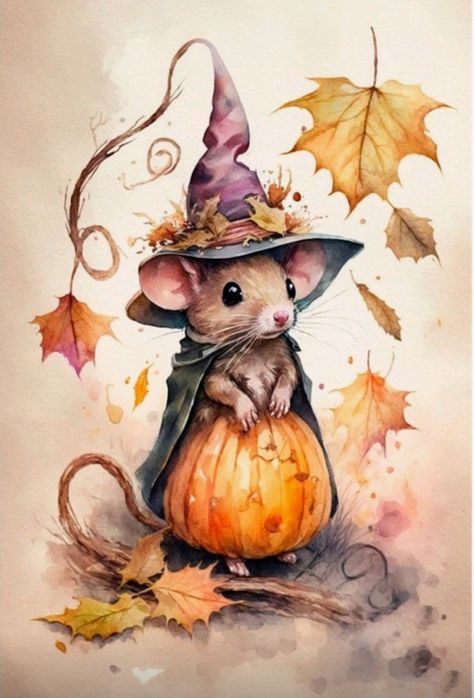 Cute Fall Images, Illustration Kunst, Rice Paper Decoupage, Large Image, Art Et Illustration, Cute Mouse, Arte Animal, Art And Illustration, Decoupage Paper