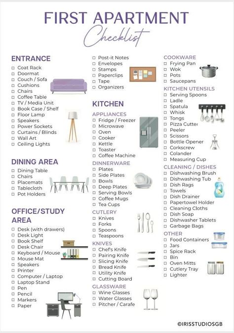 Home Essentials Checklist, New Home Essentials Checklist, Checklist New Home, First Home Checklist, First Apartment Tips, Home Checklist, New Home Essentials, First Apartment Essentials, New Home Checklist