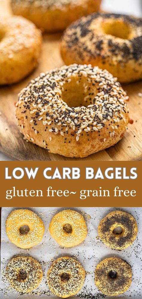 This delicious homemade bagels recipe is easy to make and loaded with protein! These are low carb, gluten free, sugar free and grain free. Don't be intimidated to make your own low carb bagels, these are easy to prepare and a have a fabulous texture! #lowcarb #glutenfree #highprotein Gluten Free Bagel Recipe, Sugar Free Bread, Bagels Recipe, Low Carb Gluten Free Recipes, Low Carb Bagels, Lauren Kelly, Gluten Free Bagels, Keto Bagels, Gluten Free Protein