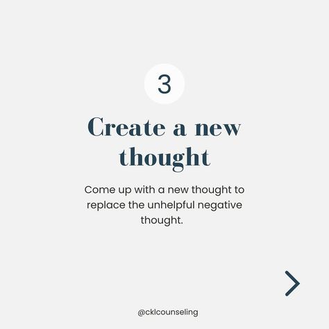 Ever get stuck in a negative thought spiral? 👇🏼 When working to change your negative thoughts try these steps: 1️⃣ Identify the negative thought 👉🏼 You can’t change what you aren’t aware of! Work to simply notice and identify the thoughts. 2️⃣ Name it 👉🏼 Work to name the negative thought for what it is: unhelpful and harmful. Allowing yourself to name negative thoughts for what they are can help take the power away from the thought. 3️⃣ Create a new thought 👉🏼 Come up with a new thought... Thought Spiral, Racing Thoughts, Made A Mistake, Inner Critic, New Thought, Keep Trying, Good Enough, Making Mistakes, Negative Thoughts