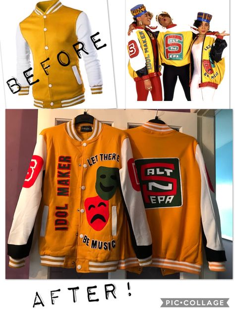 DIY Salt N Pepa costume jackets I made for an upcoming fancy dress 80s & 90s festival! Salt N Peppa Costume, Salt N Peppa Outfits 90s, Peppa Costume, Rapper Costume, 90s Theme Party Outfit, House Party Outfit, 90s Festival, Salt N Pepa, 80s Party Outfits