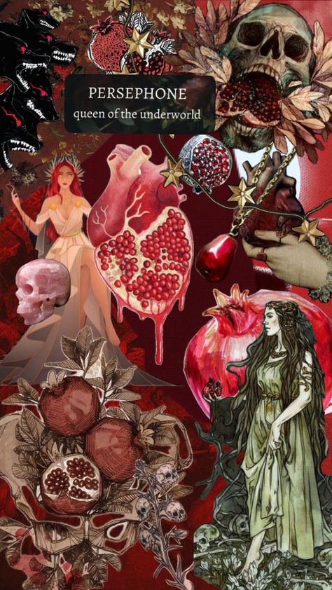 Persephone Pomegranate, Hades Aesthetic, Persephone Art, Persephone Goddess, Aphrodite Goddess, Goth Wallpaper, Greek Gods And Goddesses, Red Pomegranate, Hades And Persephone