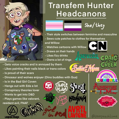 Fem Hunter The Owl House, Hunter Toh Headcanons, Gus Redesign, Steven Universe Redesign, Transfem Hunter, Trans Hunter, Hunter Redesign, Random Headcanons, Toh Headcanons