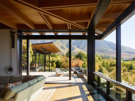 Tour These Never-Before-Seen Tom Kundig–Designed Structures | Architectural Digest Kundig Architecture, Dallas Apartment, Olson Kundig, Roof Shapes, Timber Ceiling, Whidbey Island, Built In Grill, Architectural Designs, Global Design