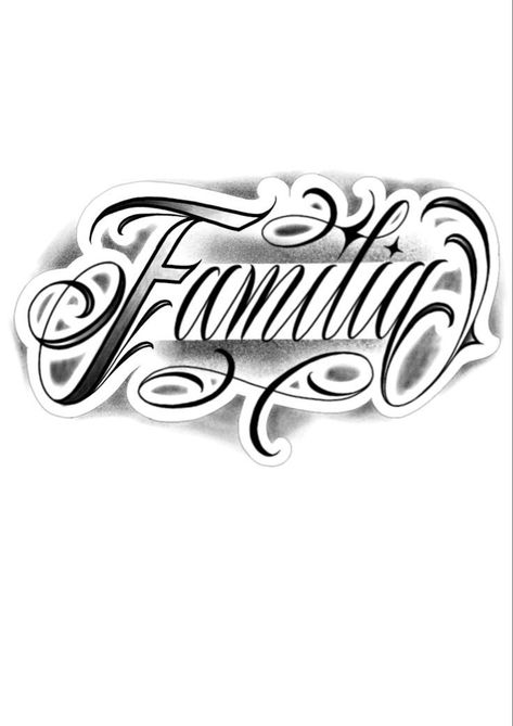 Familia Lettering Tattoo, Aum Tattoo, Family First Tattoo, Basic Tattoos, Tattoo Lettering Design, Chicano Lettering, Family Tattoo Designs, Cursive Tattoos, Flower Tattoo Drawings