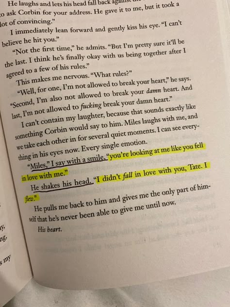 Ugly Love Aesthetic Quotes, Romantic Book Lines, Ugly Love Book Quotes, Ugly Love Annotations, Miles Ugly Love, Ugly Love Quotes, Ugly Love Aesthetic, Ugly Love Book, Miles Archer