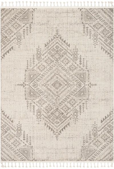 Loop-De-Loop Anette Vintage Distressed Medallion Beige Kilim-Style Area Rug LDL-132 | Well Woven