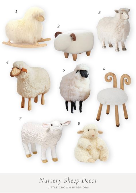 Cute and playful sheep decor! Perfect for a playroom or nursery. Large Stuffed Sheep Decor for the Nursery - Little Crown Interiors Sheep Nursery Theme, Counting Sheep Nursery, Stuffed Sheep, Disco Decor, Sheep Nursery, Sheep Decor, Pet Sheep, Kid's Playroom, Nursery Interior Design