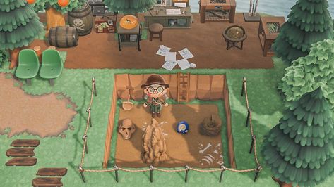 Animal Crossing Excavation Site, Animal Crossing Bug Area, Acnh Archeology, Acnh Archeology Site, Animal Crossing Campground, Rock Ideas Animal Crossing, Animal Crossing Archaeology, Acnh Dig Site Ideas, Dig Site Acnh