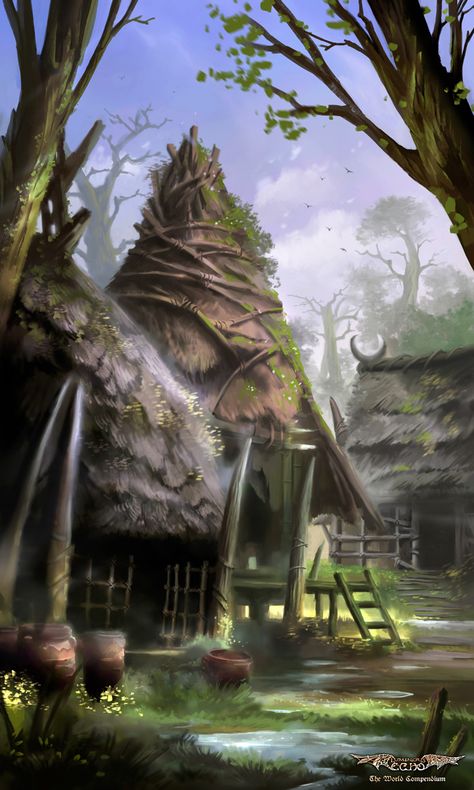 Lizardfolk Village, Jungle Village, Fantasy Settings, Forest Village, Fantasy Village, Alternate Worlds, Fantasy Island, Dungeons And Dragons Game, Scene Image