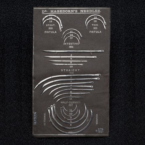 Werner Hagedorn (1831-1894) was a German surgeon who invented these rather scary looking surgical suture needles. The needles are threaded… Dnd Setting, Surgical Needle, Magnolia House, Surgical Suture, Wellcome Collection, Bela Lugosi, Plague Doctor, Magnolia Homes, Surgery