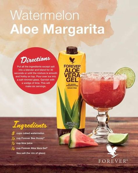 Watermelon Aloe Margarita Recipe (organic Aloe Vera juice and Watermelon juice) Forever Living Aloe Vera Gel, Forever Aloe Vera Gel, Aloe Vera Gel Forever, Aloe Heat Lotion, Forever Aloe Lips, Aloe Berry Nectar, Aloe Vera Gel Drink, Aloe Vera Gelly, Aloe Lips