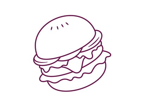 Burger Style 🍔🍔 on Behance Burger Tattoo Design, Burger Vector Illustration, Burger Illustration Design, Burger Illustration Graphics, Burger Graphic Design, Burger Doodle, Burger Sketch, Burger Tattoo, Oak Tattoo