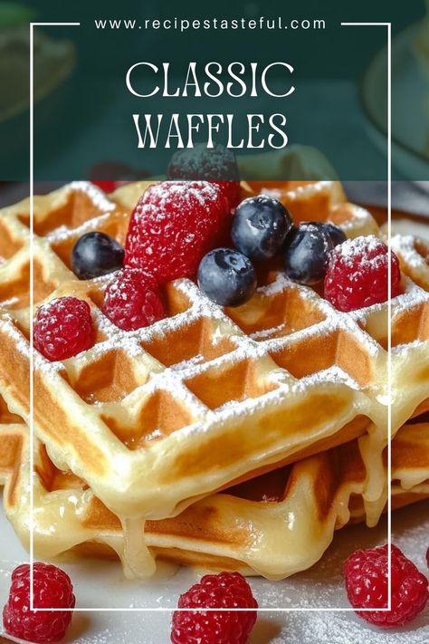 Indulge in the perfect breakfast treat with these Classic Waffles. Fluffy on the inside and crisp on the outside, they are a delicious canvas for your favorite toppings, from maple syrup to fresh fruit. Classic Waffle Recipe, Waffles Recipe, Waffle Recipes, Perfect Breakfast, Breakfast Treats, Family Favorites, Maple Syrup, Fresh Fruit, Syrup