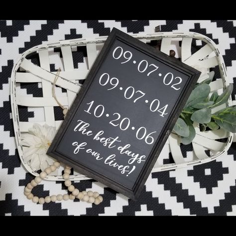 Our Story Sign, Important Dates Sign, Family Dates, Mothers Day Signs, Anniversary Dates, Hand Painted Signs, Days Of Our Lives, Family Signs, Black Letter