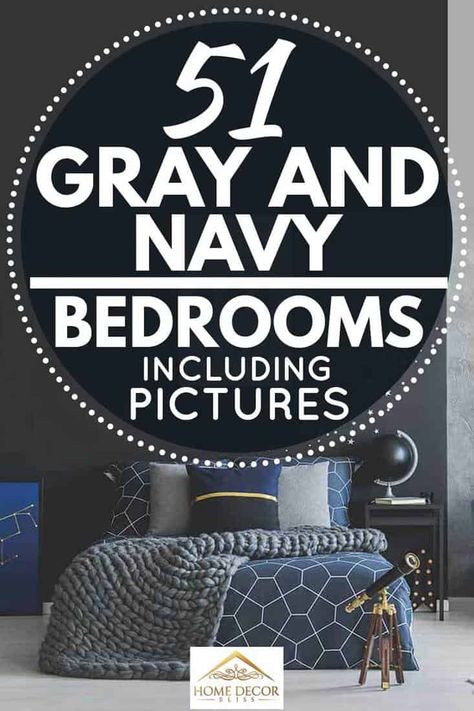 Grey Bedroom With Blue Accents, Blue Gray Bedding Ideas, Navy Blue And Gray Room Master Bedrooms, Charcoal And Blue Bedroom, Navy And Grey Bedrooms, Bedding For Blue Room, Dark Gray And Navy Bedroom, Charcoal And Navy Bedroom, Black White Navy Bedroom