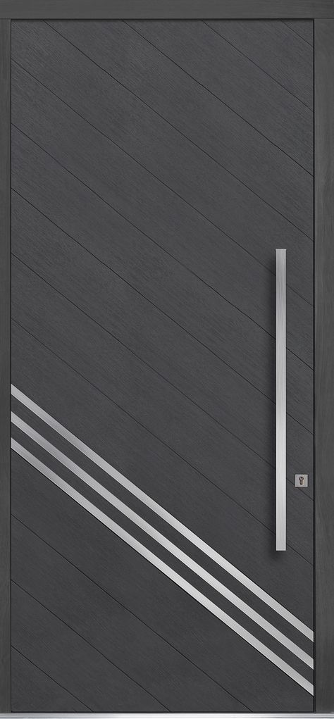 Pivot Front Door - Custom - Single - Modern Euro Technology Wood with Gray-Oak Finish, Pivot, Model GD-PVT-716A 48x108 | Glenview Doors in Chicago, IL at Glenview Haus Front Door Single, Pivot Front Door, Front Door Modern, Custom Front Doors, Pivot Door, Wood Entry Doors, Pivot Doors, Grey Oak, Mahogany Wood