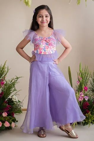 Baby Crop Top Designs, Plazzo Dress, Crop Tops For Kids, Simple Kurta, Purple Floral Top, Daughter Dress, Simple Frock Design, Function Dresses, Simple Frocks