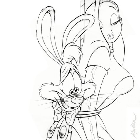 Roger/Jessica cleanup Roger And Jessica Rabbit Art, Jessica Rabbit And Roger Rabbit Drawing, Roger Rabbit And Jessica Tattoo, Roger Rabbit Coloring Pages, Jessica And Roger Rabbit Drawings, Roger Rabbit Tattoo Ideas, Rodger Rabbit Tattoo, Jessica Rabbit Tattoo Black And White, Jessica Rabbit Drawing Sketches