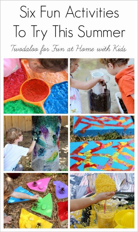 Six Fun Activities to Try with your Kids this Summer!  By Twodaloo for Fun at Home with Kids Summer Sensory, Nature Crafts Kids, Terrace Ideas, Crafts And Activities For Kids, Doors Makeover, Summer Fun For Kids, Outdoor Crafts, Boy Cards, Crafts Kids