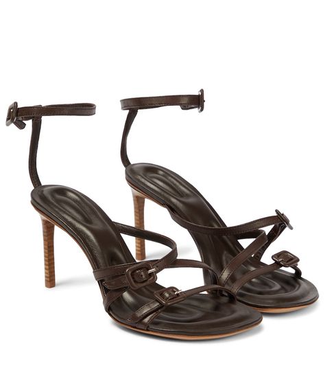 Jacquemus - Les Sandales Camargue leather sandals | Mytheresa Jacquemus Shoes, Fashion Bottoms, Brown Leather Sandals, Brown Heels, Fashion Heels, Teen Fashion Outfits, Womens Heels, Leather Sandals, Heeled Boots