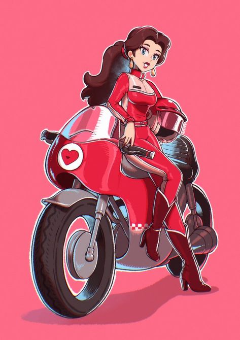 Pauline Mario, Motorbike Suit, Super Mario Princess, Mario Yoshi, Mario Fan Art, Nintendo Princess, Boots High Heels, Mario Kart 8, Dreamy Artwork