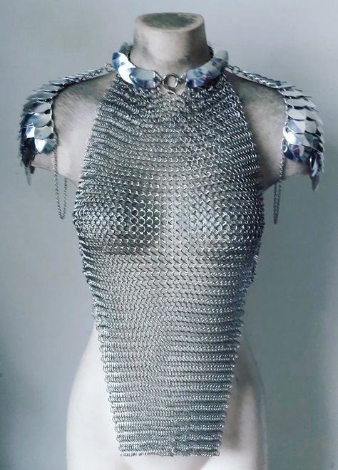 Chain Mail Top, Chainmail Top, Back Neck, Chain Mail, Clip On, Red And Blue, Built In, Collar, Clothes