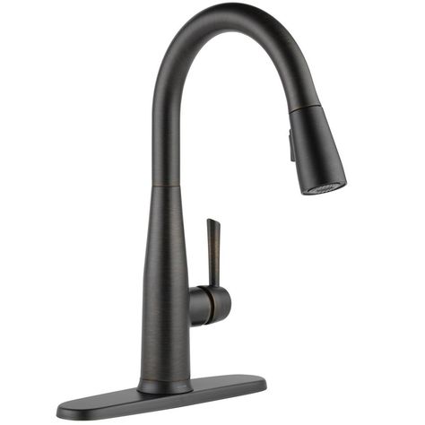 Delta Essa Touch2O Technology Single-Handle Pull-Down Sprayer Kitchen Faucet with MagnaTite Docking in Venetian Bronze Touch Kitchen Faucet, Touchless Kitchen Faucet, Cleaning Faucets, Kitchen Faucet With Sprayer, Black Kitchen Faucets, Single Handle Kitchen Faucet, Delta Faucets, Kitchen Faucets, Faucet Handles